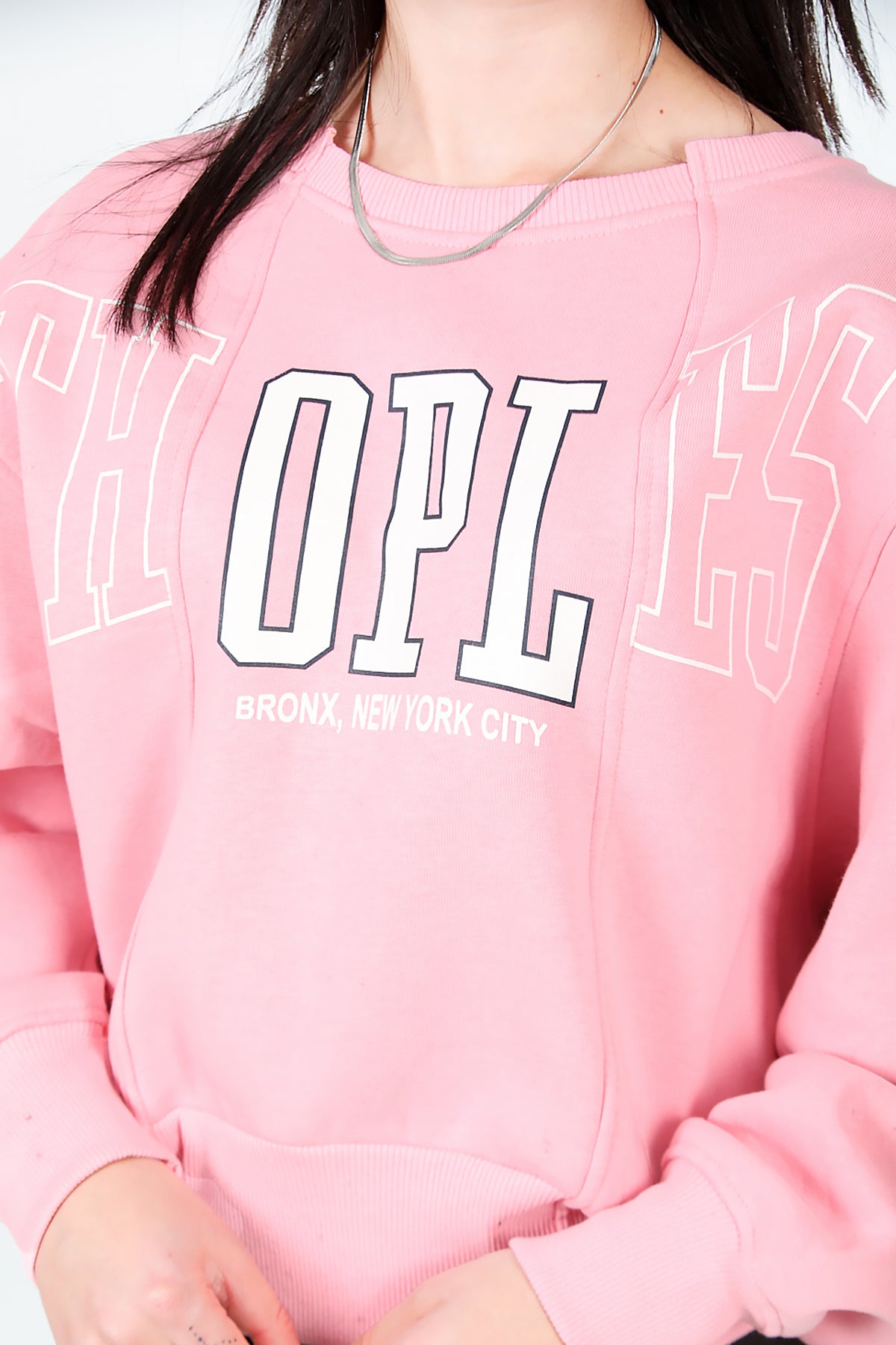 Kadın Bisiklet Yaka Üç İplik Sweat Pembe