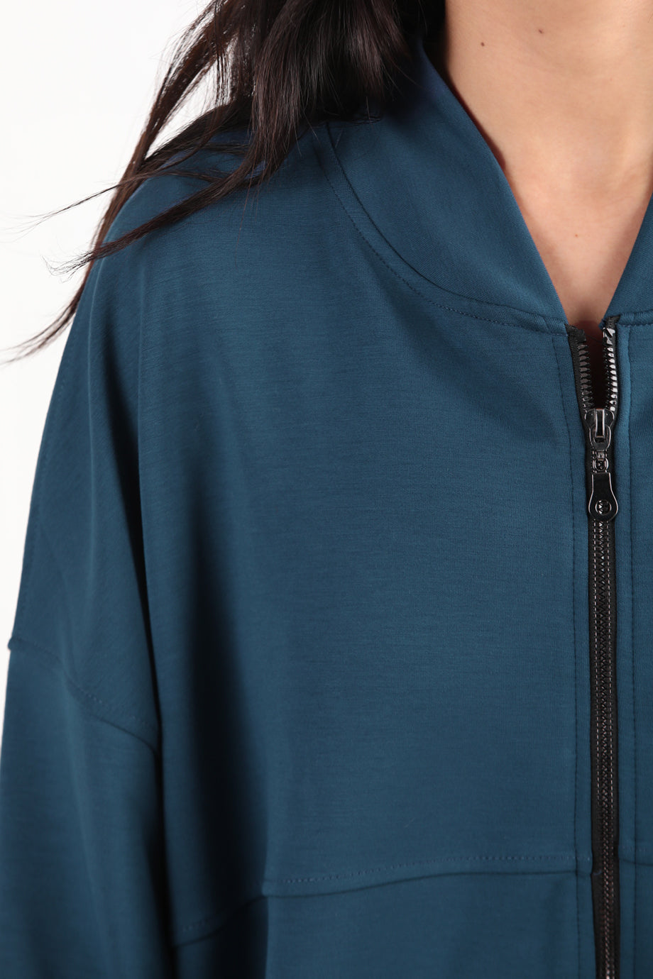 Ziphoodie Kadın Ön Fermuarlı Sweat İndigo