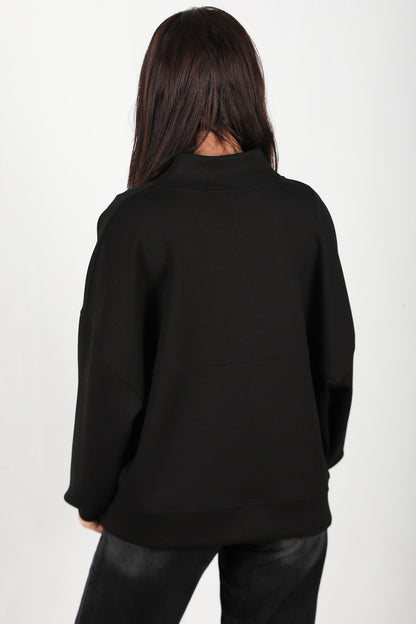 Ziphoodie Kadın Ön Fermuarlı Sweat Siyah