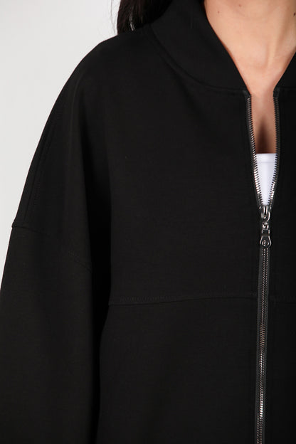 Ziphoodie Kadın Ön Fermuarlı Sweat Siyah