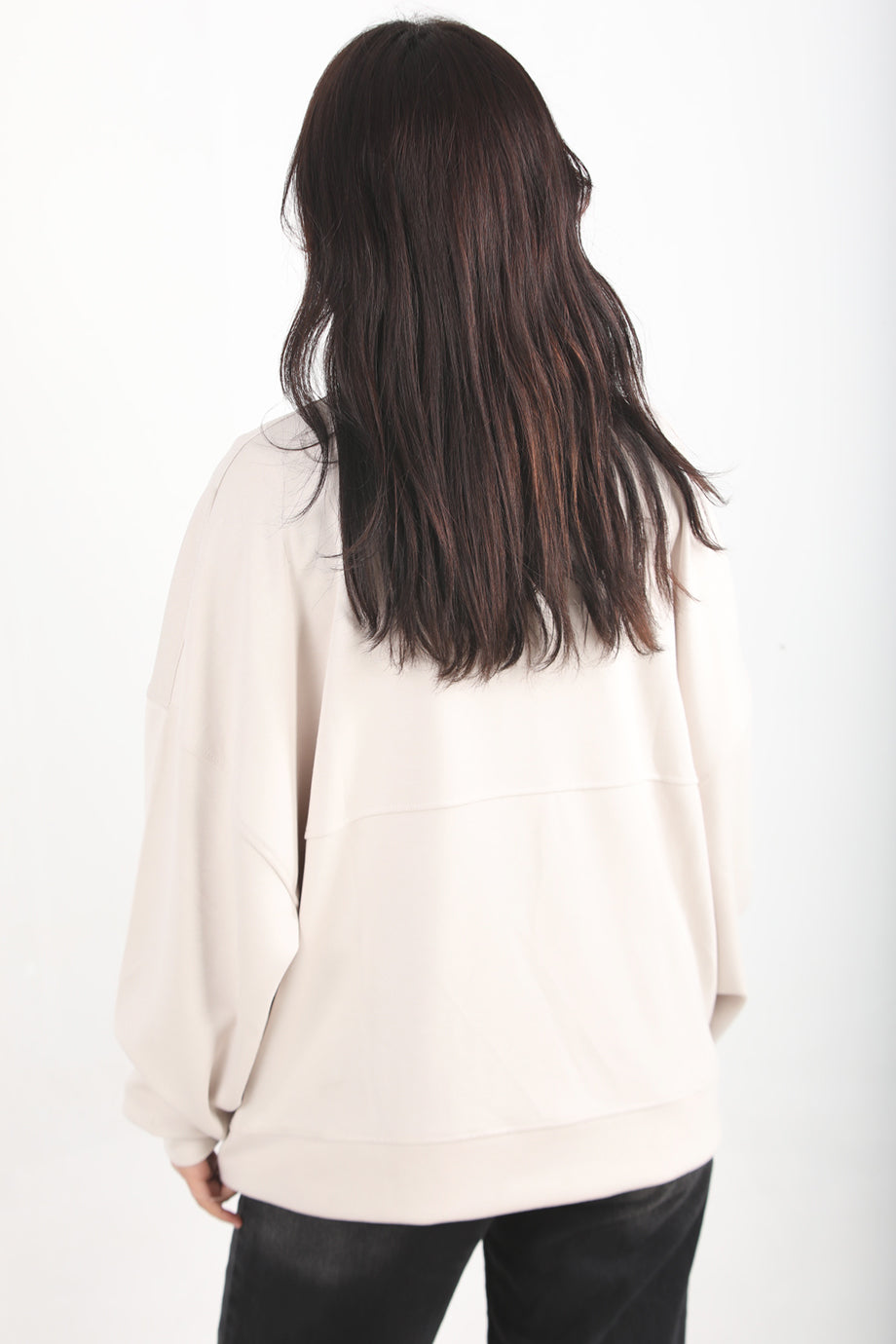 Ziphoodie Kadın Ön Fermuarlı Sweat Taş