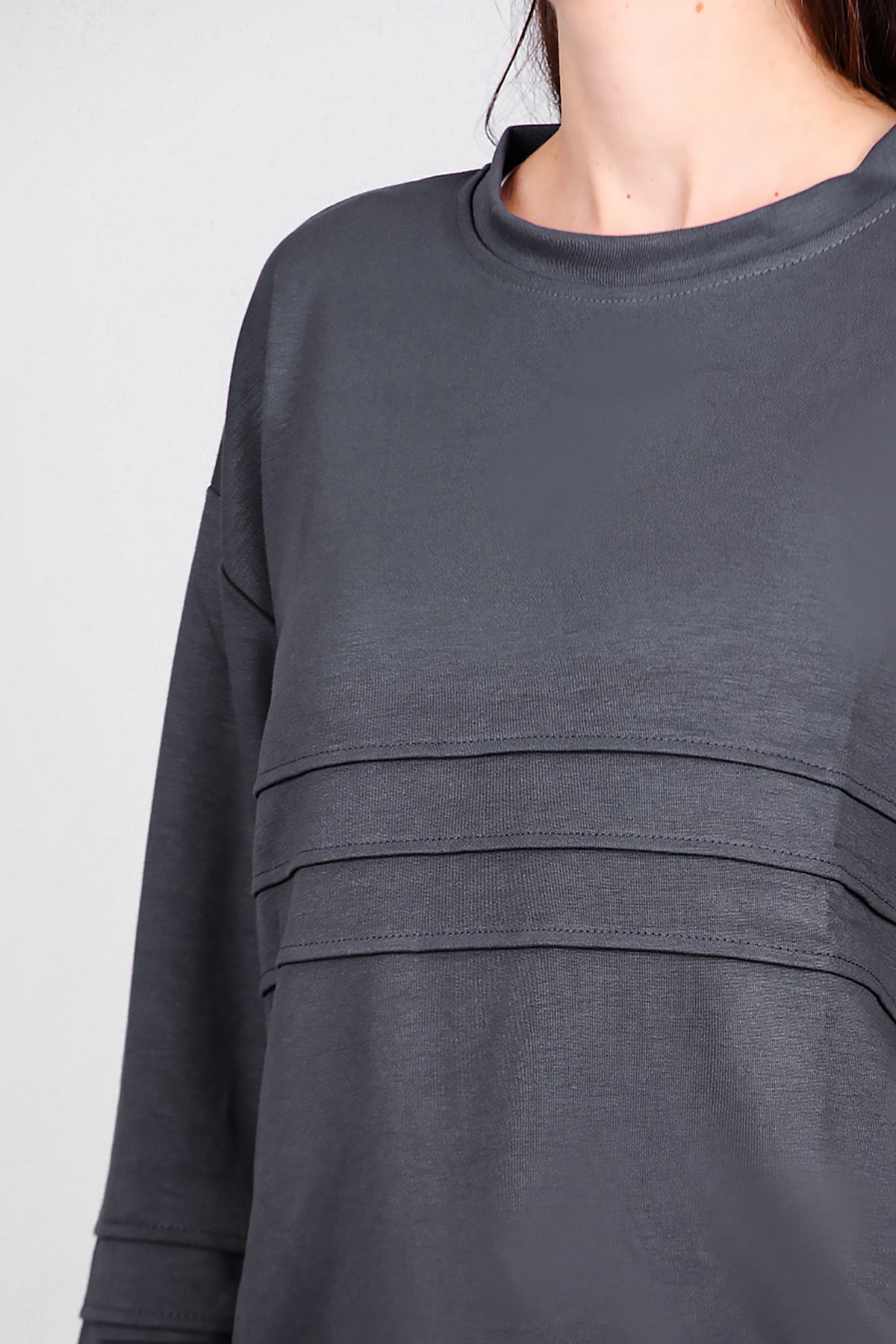 Kadın Önü Üç Dikişli Sweat Füme