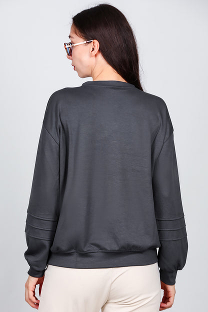 Kadın Önü Üç Dikişli Sweat Füme