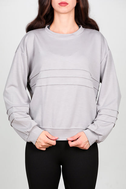 Kadın Önü Üç Dikişli Sweat Gri