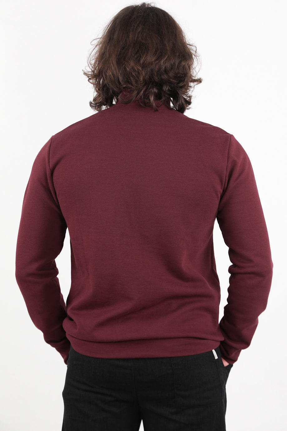 Standor Erkek Yarım Fermuar Dik Yaka Pike Sweat Bordo