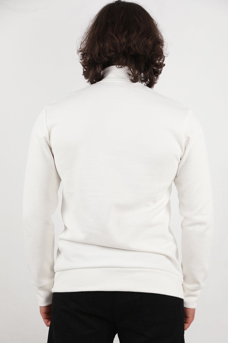 Standor Erkek Yarım Fermuar Dik Yaka Pike Sweat Ekru