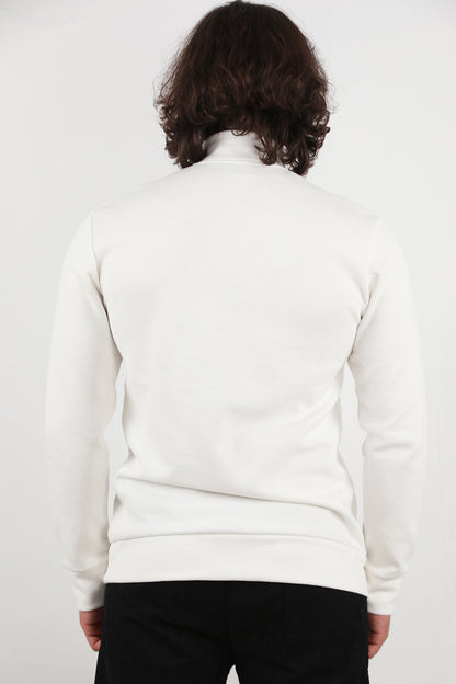 Standor Erkek Yarım Fermuar Dik Yaka Pike Sweat Ekru