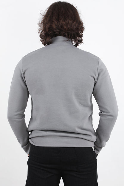 Standor Erkek Yarım Fermuar Dik Yaka Pike Sweat Gri
