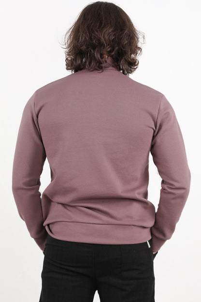 Standor Erkek Yarım Fermuar Dik Yaka Pike Sweat Gül Kurusu