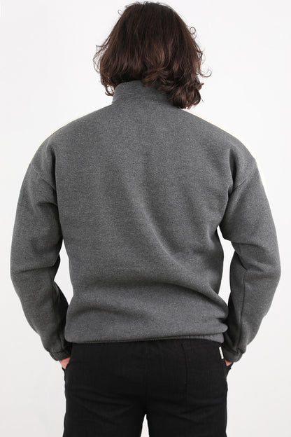 Stride Erkek Yarım Fermuarlı Şeritli Sweat Antrasit