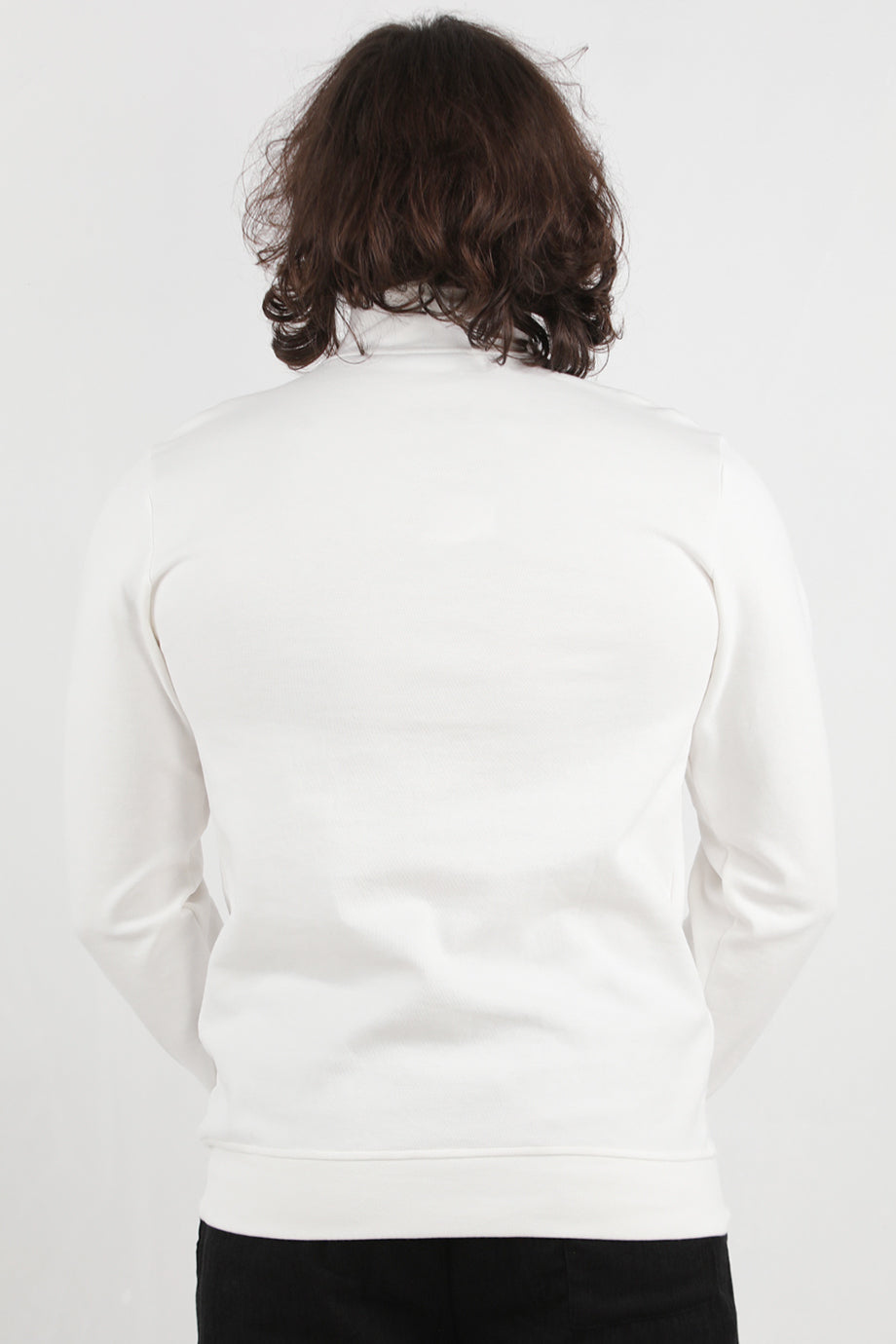 Strivex Erkek Yarım Fermuarlı Kol Şeritli Sweat Beyaz