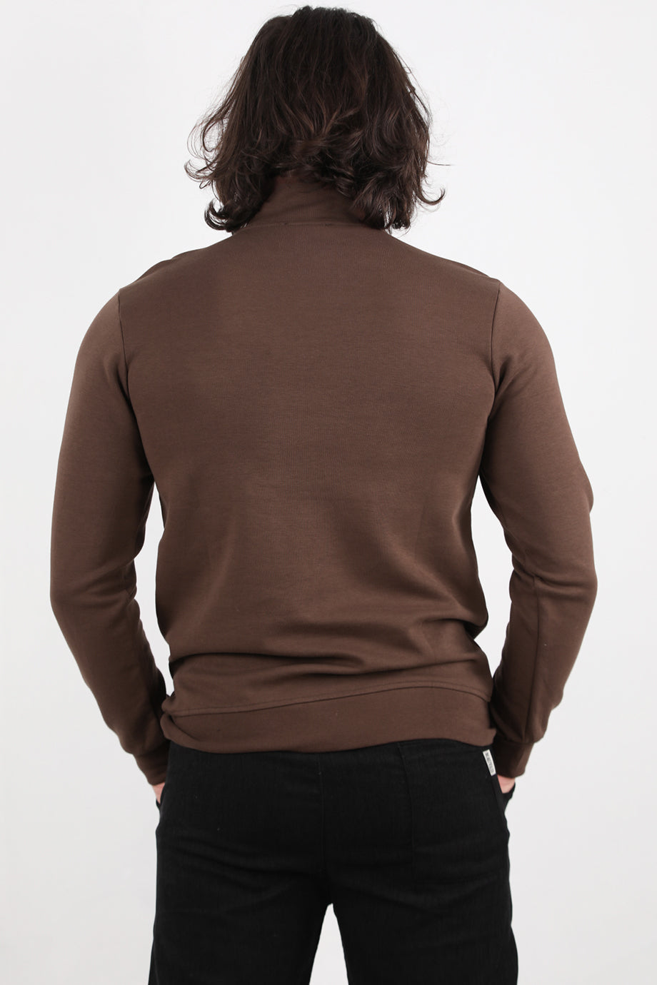 Strivex  Erkek Yarım Fermuarlı Kol Şeritli Sweat Siyah