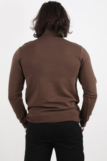 Strivex  Erkek Yarım Fermuarlı Kol Şeritli Sweat Siyah