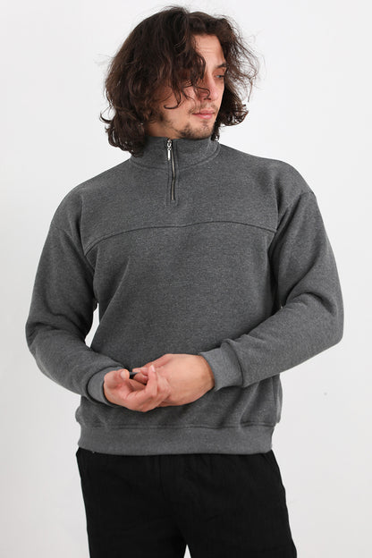 Menswear Erkek Yarım Fermuar Sweat Antrasit