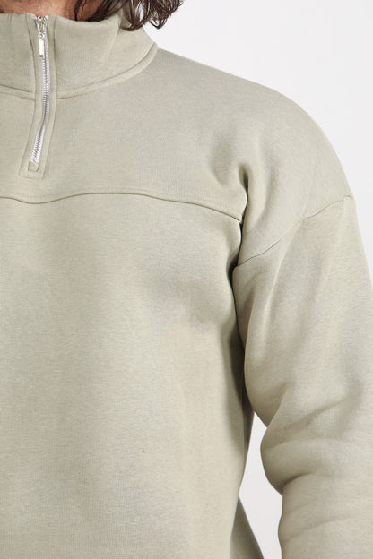 Menswear Erkek Yarım Fermuar Sweat Haki