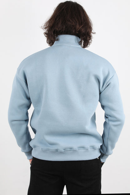 Menswear Erkek Yarım Fermuar Sweat Mavi