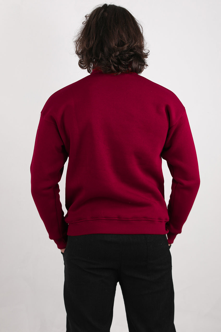 Menswear Erkek Yarım Fermuar Sweat Bordo