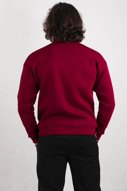Menswear Erkek Yarım Fermuar Sweat Bordo