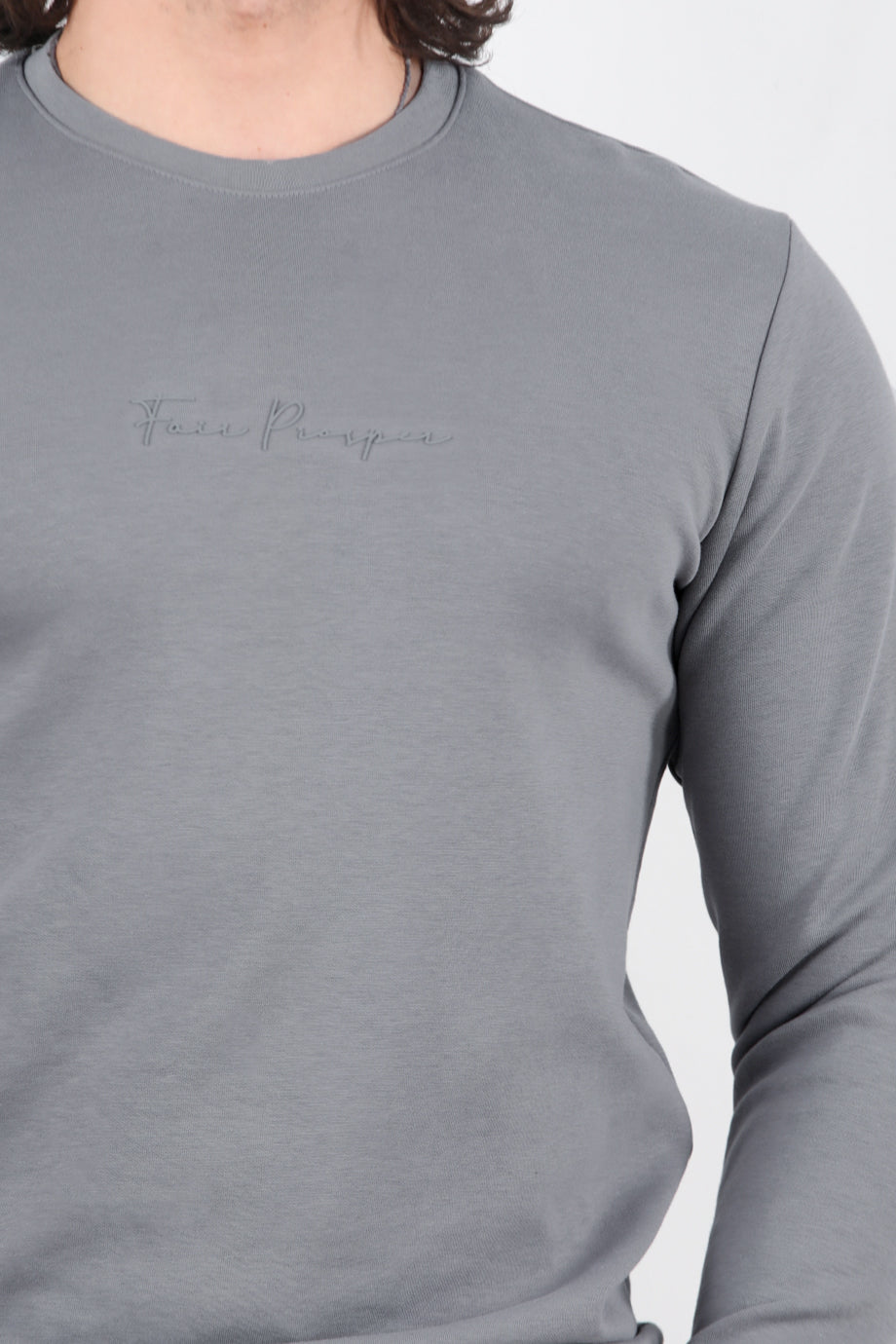 Statement  Erkek Bisiklet Yaka Faır Yazı Baskılı Sweat Gri