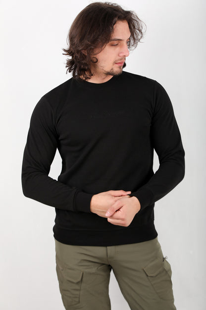 Statement  Erkek Bisiklet Yaka Faır Yazı Baskılı Sweat Siyah