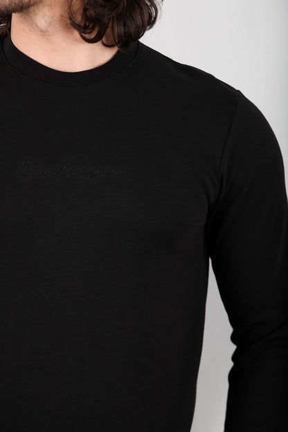 Statement  Erkek Bisiklet Yaka Faır Yazı Baskılı Sweat Siyah