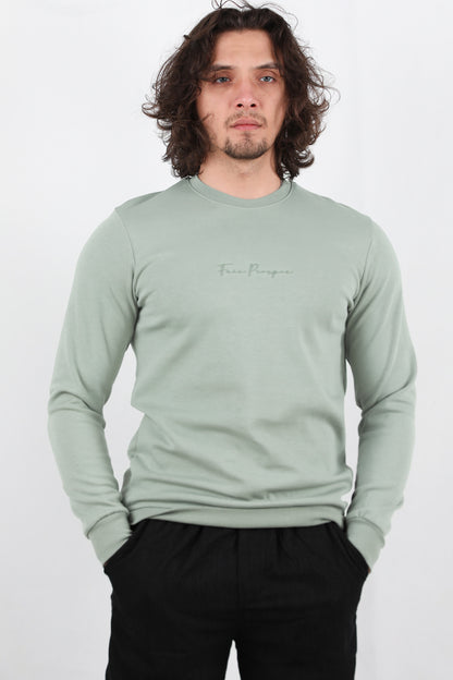 Statement  Erkek Bisiklet Yaka Faır Yazı Baskılı Sweat Yeşil