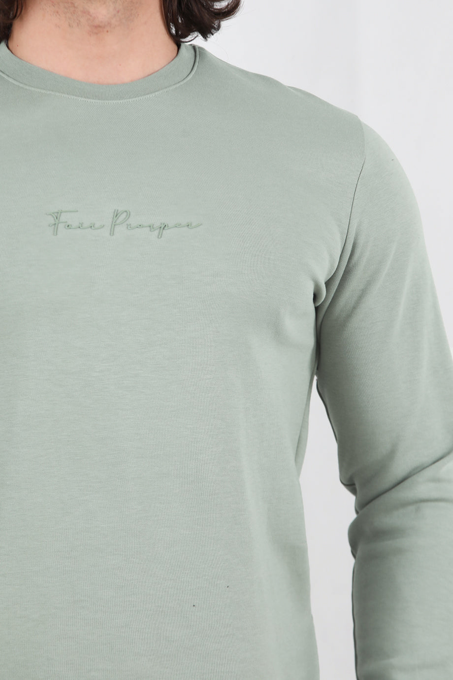 Statement  Erkek Bisiklet Yaka Faır Yazı Baskılı Sweat Yeşil