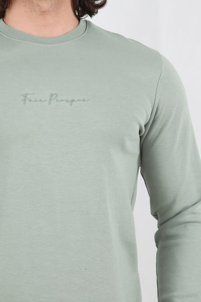 Statement  Erkek Bisiklet Yaka Faır Yazı Baskılı Sweat Yeşil