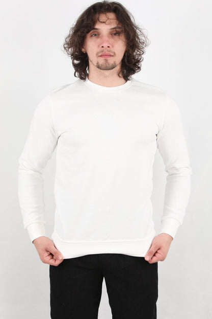 Statement Erkek Bisiklet Yaka Faır Yazı Baskılı Sweat Ekru