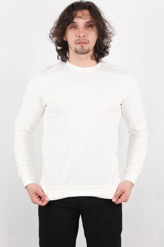 Statement Erkek Bisiklet Yaka Faır Yazı Baskılı Sweat Ekru