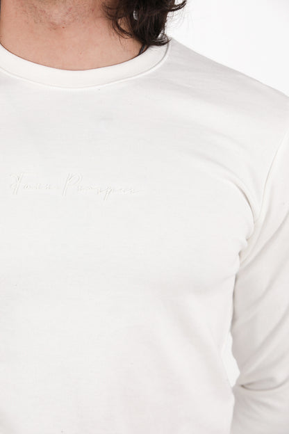 Statement Erkek Bisiklet Yaka Faır Yazı Baskılı Sweat Ekru