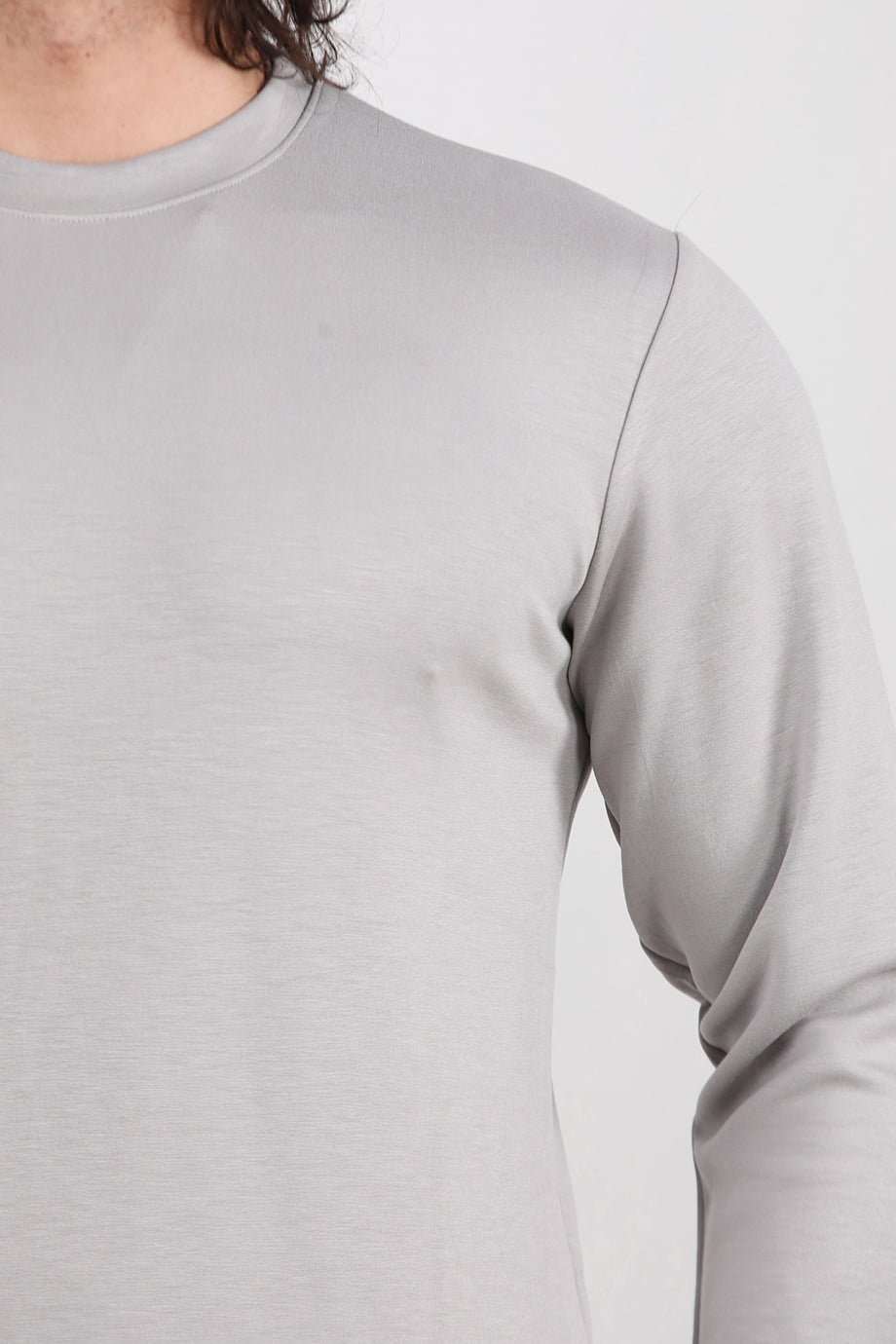 Basicore Erkek Bisiklet Yaka Düz Sweat Gri