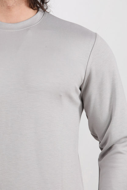 Basicore Erkek Bisiklet Yaka Düz Sweat Gri