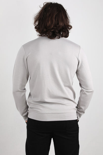 Basicore Erkek Bisiklet Yaka Düz Sweat Gri