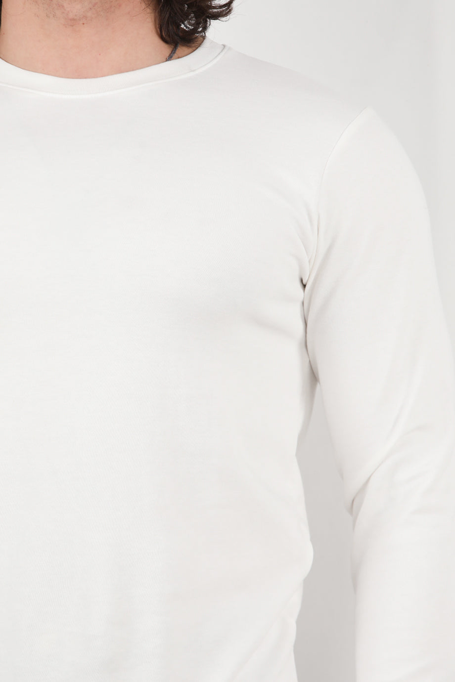 Athrex Erkek Bisiklet Yaka Sweat Beyaz