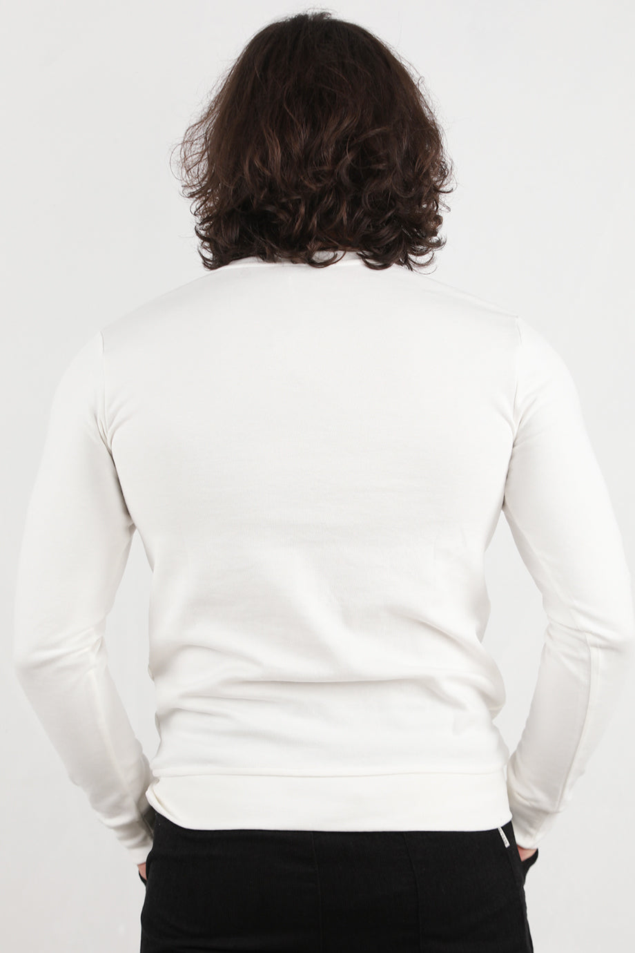 Athrex Erkek Bisiklet Yaka Sweat Beyaz