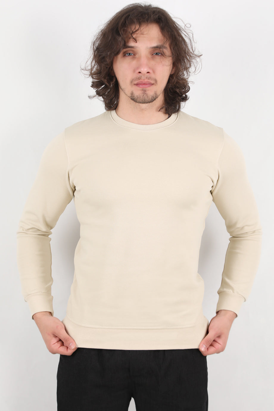 Athrex Erkek Bisiklet Yaka Sweat Taş