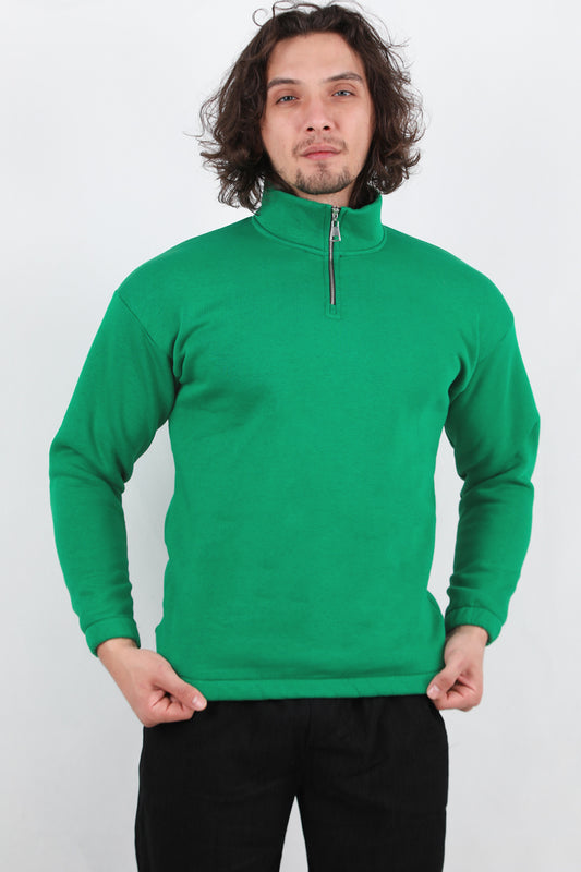 Holdra Erkek Dik Yaka Bel Kol Lastikli Şardonlu Sweat Yeşil