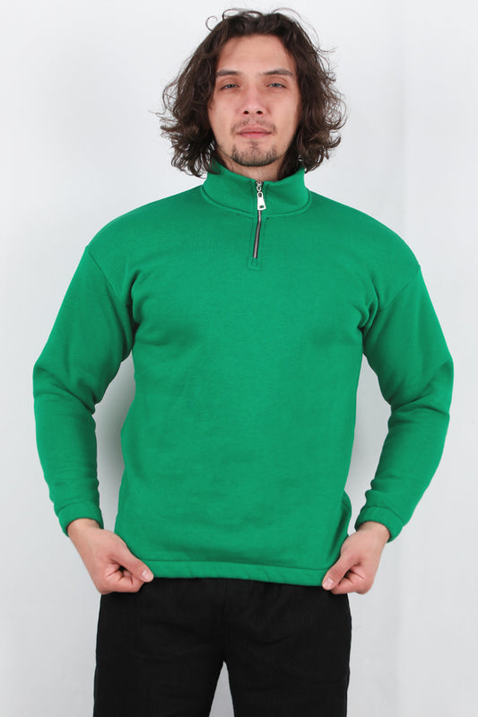 Holdra Erkek Dik Yaka Bel Kol Lastikli Şardonlu Sweat Yeşil