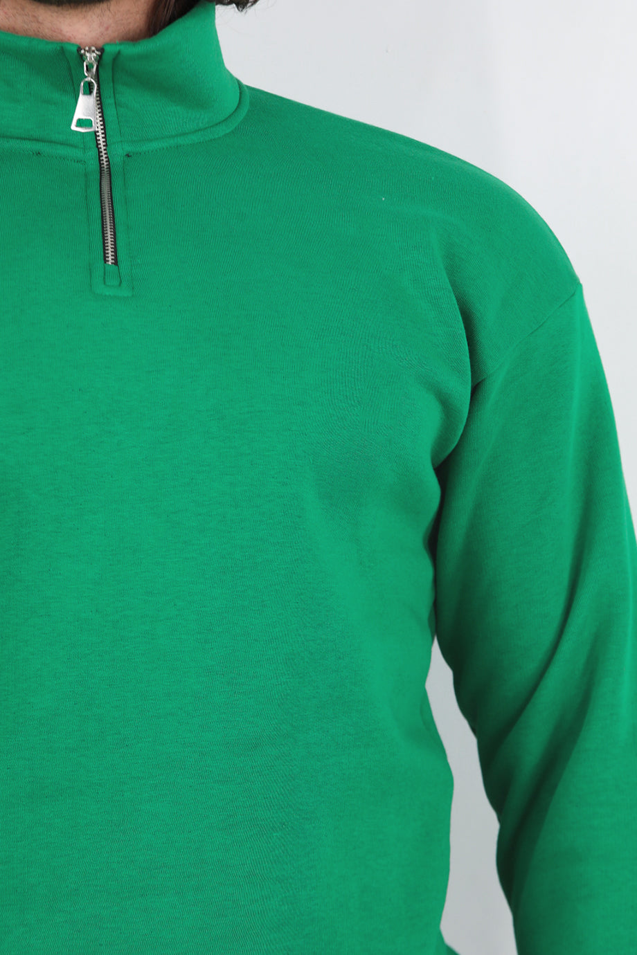 Holdra Erkek Dik Yaka Bel Kol Lastikli Şardonlu Sweat Yeşil