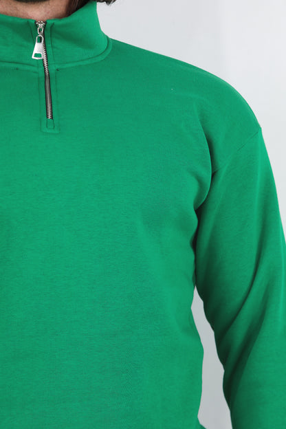 Holdra Erkek Dik Yaka Bel Kol Lastikli Şardonlu Sweat Yeşil