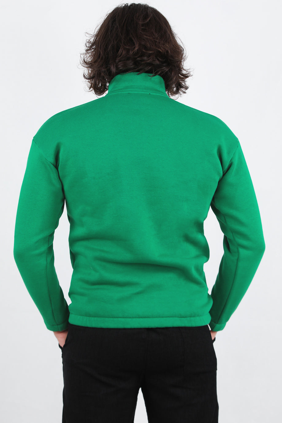 Holdra Erkek Dik Yaka Bel Kol Lastikli Şardonlu Sweat Yeşil