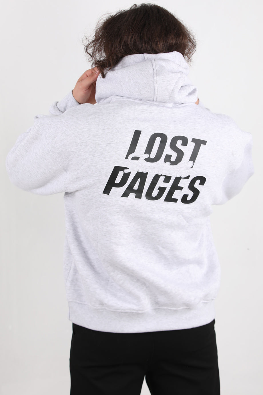 Greyhood Erkek Arka Baskılı Kapşonlu Sweat Gri