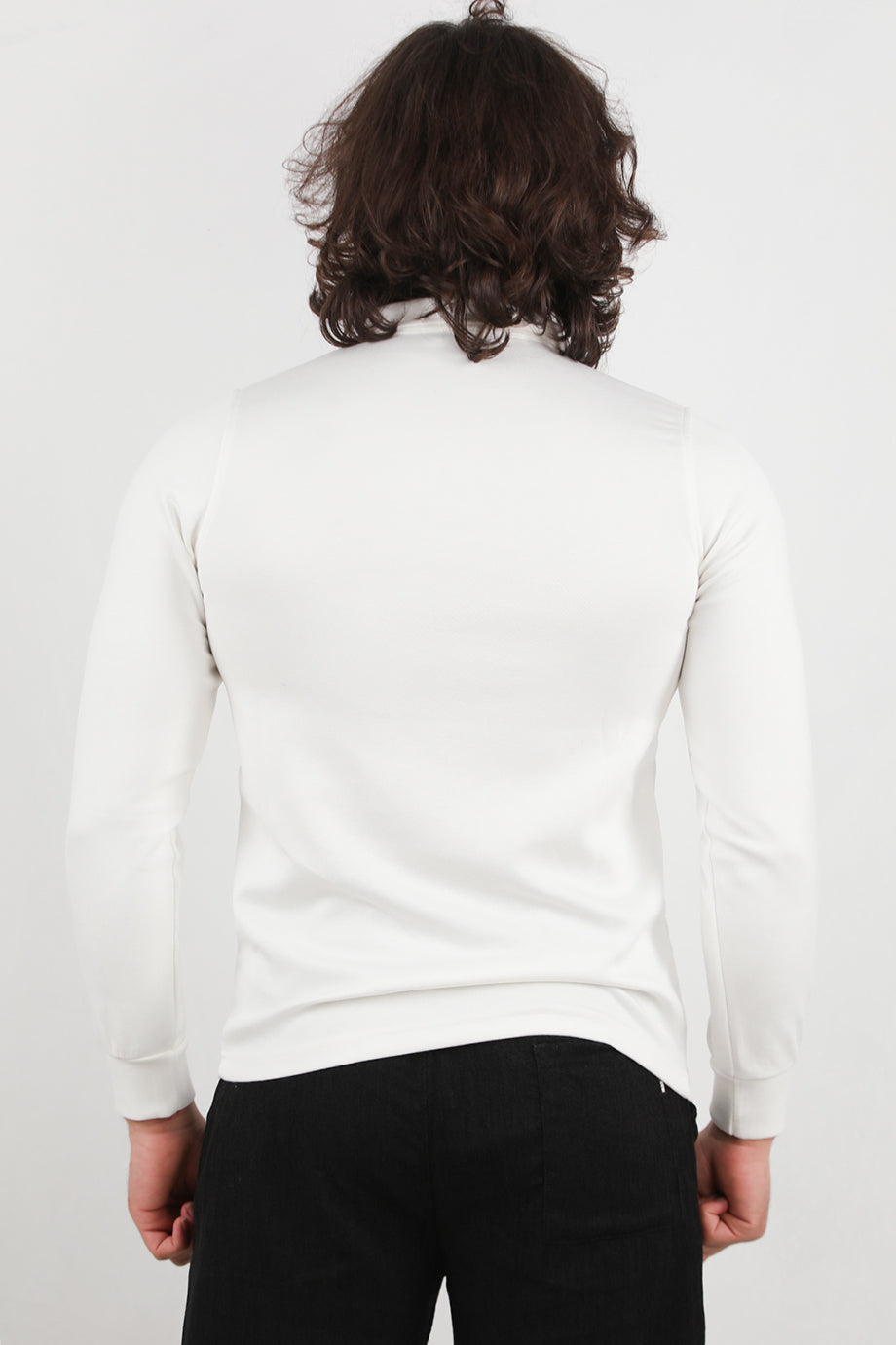 Civor Erkek Yarım Fermuar Polo Yaka Sweat Beyaz