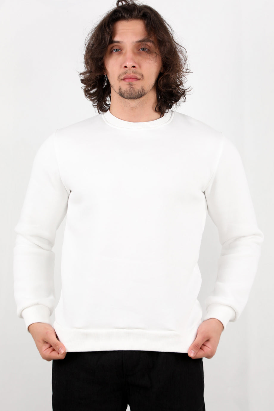 Flexor Erkek Bisiklet Yaka Sweat Ekru