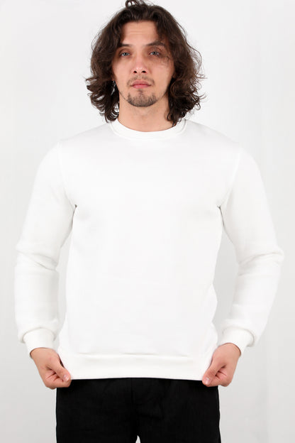 Flexor Erkek Bisiklet Yaka Sweat Ekru