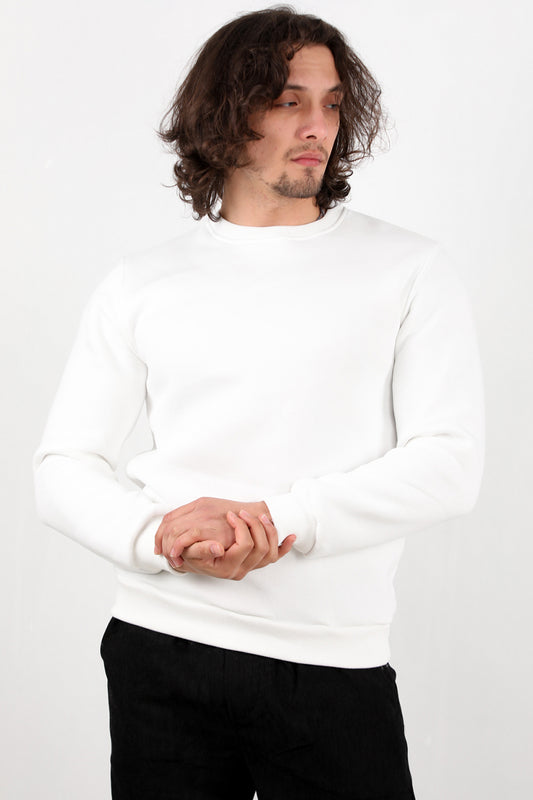 Flexor Erkek Bisiklet Yaka Sweat Ekru