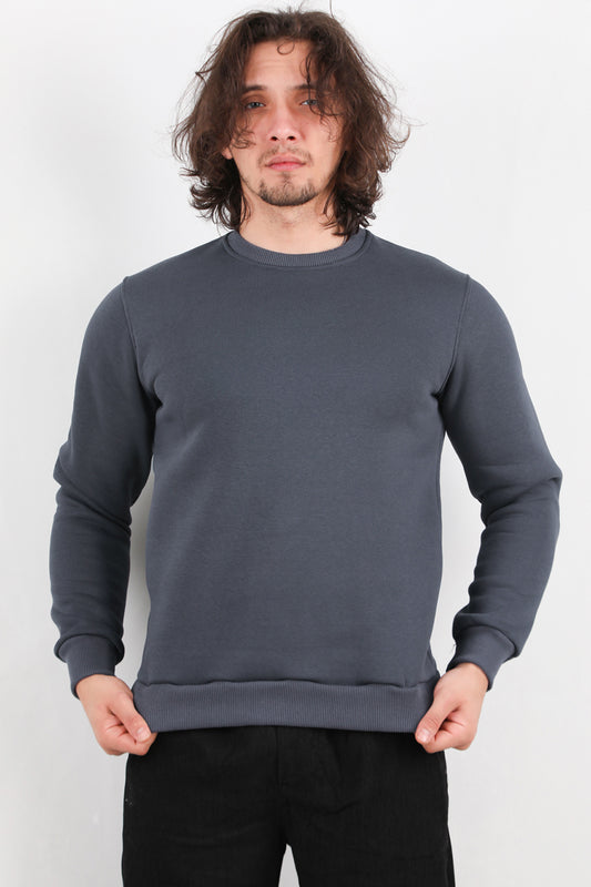 Flexor Erkek Bisiklet Yaka Sweat Füme