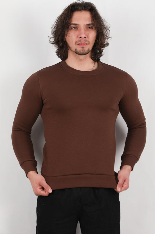 Flexor Erkek Bisiklet Yaka Sweat Kahverengi