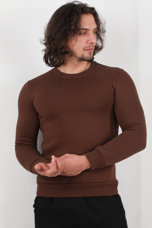 Flexor Erkek Bisiklet Yaka Sweat Kahverengi